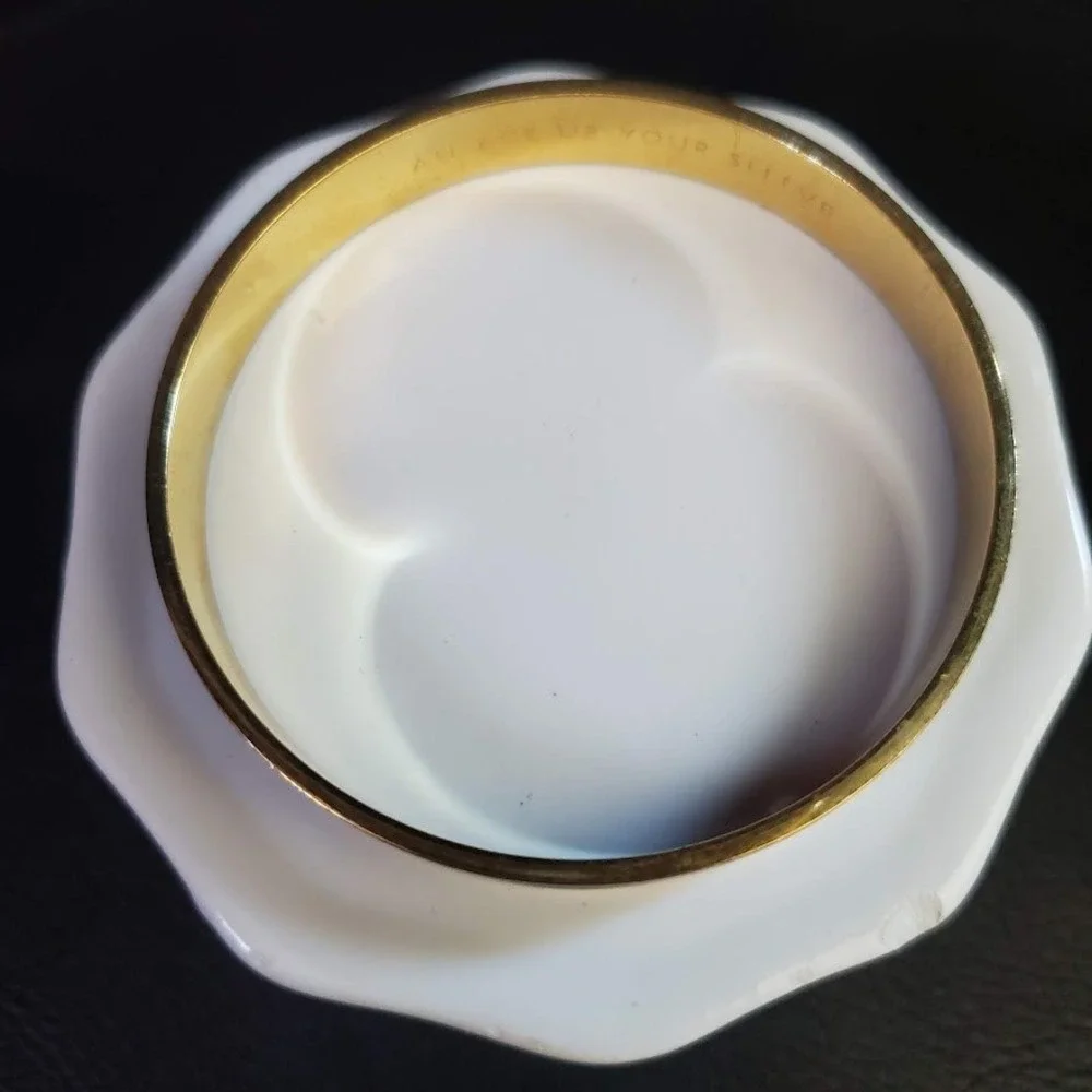 Kate Spade An Ace Up Your Sleeve Bangle Bracelet Black Enamel over Gold Plate - Picture 5 of 8